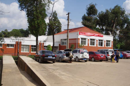 Vehicles parked by the parkのeditorial素材