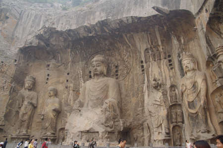 Buddha statues at the Longmen grottoesのeditorial素材