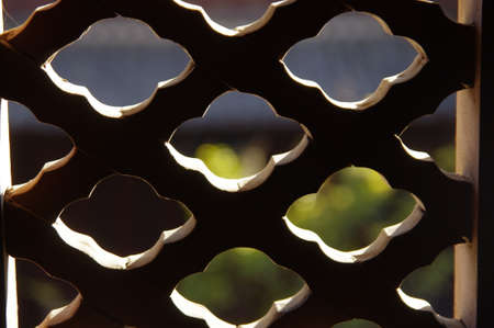 Close-up of wooden Chinese windowの写真素材