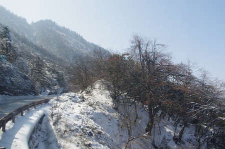 Winter scene on a mountainの写真素材