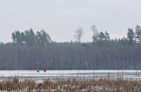 Anglers on the iceの写真素材