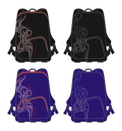 bag set theme black purpleのイラスト素材
