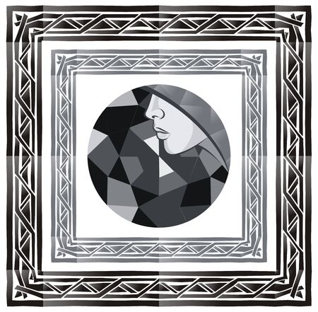 retro fine art face menのイラスト素材