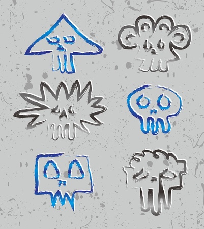 vintage skull in setのイラスト素材