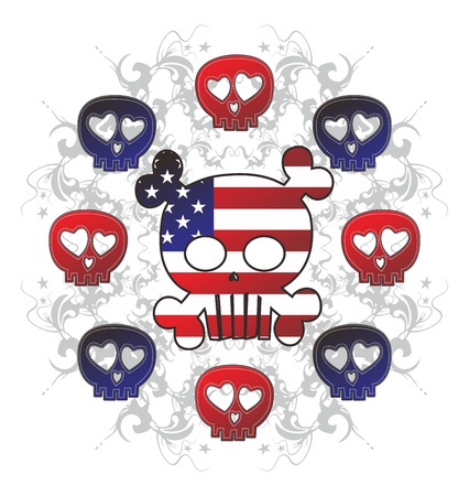 skull high evil america setのイラスト素材