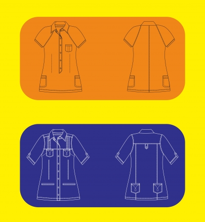 apparel girl set labelのイラスト素材