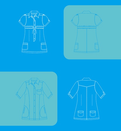 apparel girl set sea blueのイラスト素材