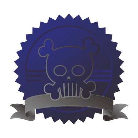 seal tag blue skullのイラスト素材