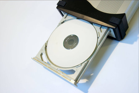 Recordable cd in the tray of an external drive