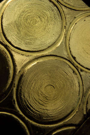 Abstract backgound, golden glass circles of a door, vertical versionの写真素材