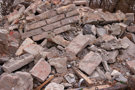 Pile of debris of a ruined building