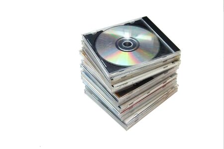 A pile of CDs isolated on whiteの写真素材