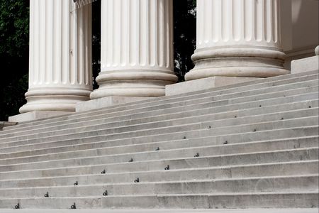 Stairs and columns of a monumental stone buildingの写真素材