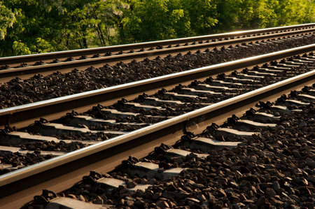 Two railway tracks from low angle