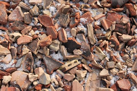A pile of debris, broken pieces of brickの写真素材