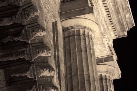 Detail of an old monumental building by nightの写真素材