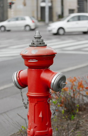 Red fire hydrant on a street