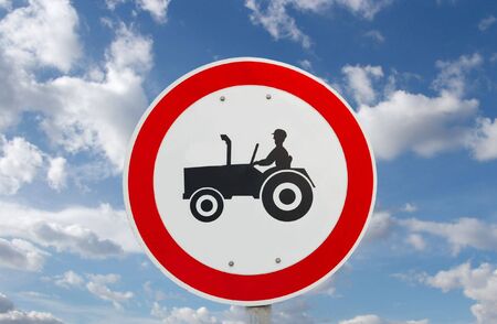 No tractors allowed traffic signの写真素材