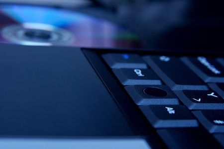 Laptop detail with open cd trayの写真素材