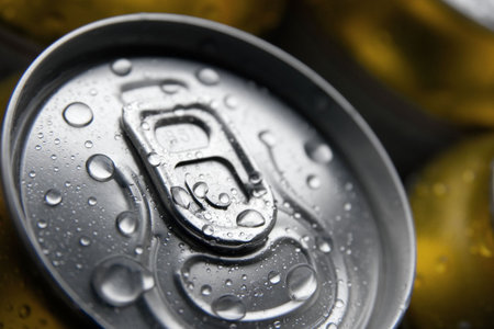 Cans of beer with condensation water droplets