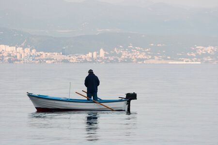 Small fishing boat on the seeの写真素材