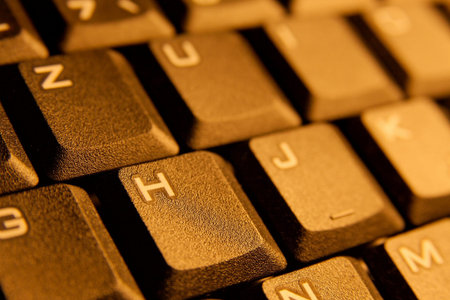 Detail of a computer keyboard in warm tone