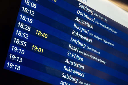 Schedule board of a railway stationのeditorial素材