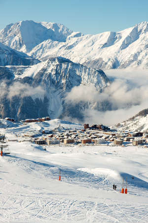 High mountain ski resort in Franceの写真素材