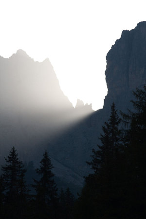 Beam of sunlight breaking through the rock formations