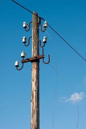 Very old electric pillar falling apartの写真素材
