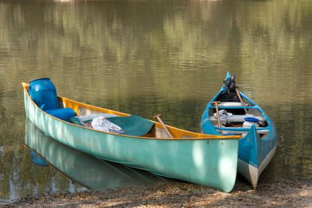 Canoes of a rowing river tourの写真素材