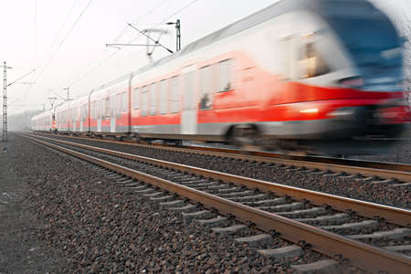 Train passing by with motion blurの写真素材