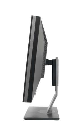 LCD monitor side view isolated on whiteの写真素材