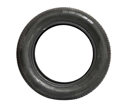 Car tire isolated on white backgroundの写真素材