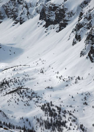 Snowy mountains in winterの写真素材
