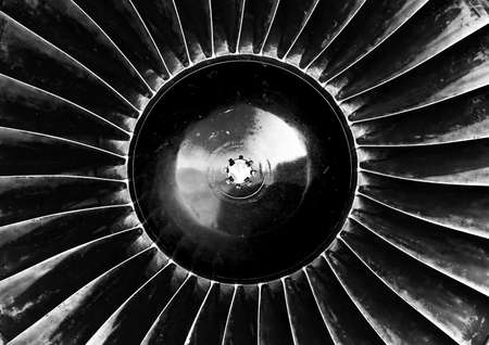 Old jet engine turbine closeupの写真素材