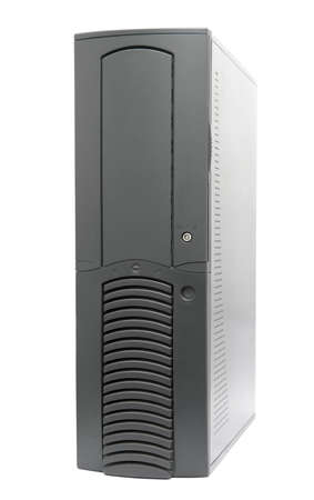 Black computer case isolated on white backgroundの写真素材