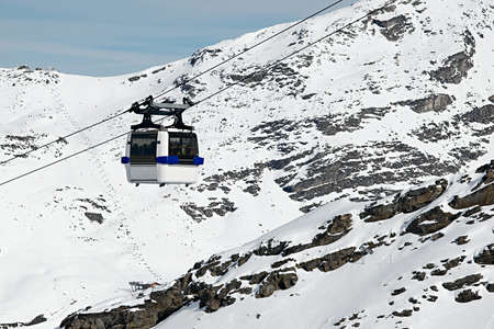 Cabin lift of a ski resort in the Alpsの写真素材
