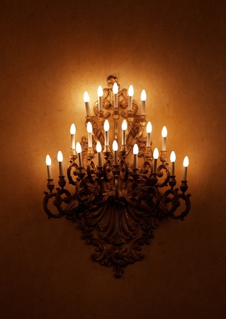 Decorated chandelier in palace hallの写真素材