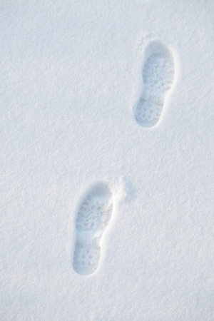 Footprints in the snowの写真素材