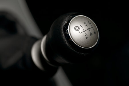 Six speed manual gearstick of a car
