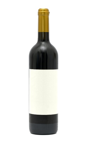 A bottle of red wine on white backgroundの写真素材