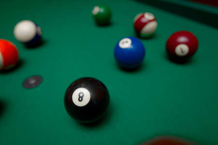 Billiard ball closeup in game situationの写真素材