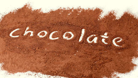 Chocolate written in cocoa powderの写真素材