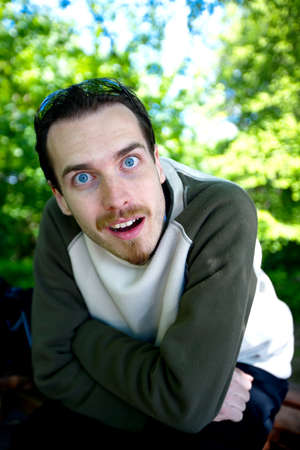 Crazy man portrait, goofy faceの写真素材