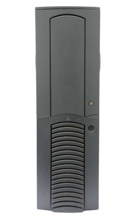 Big, black computer case isolated on whiteの写真素材