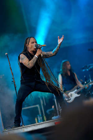 VIZOVICE - JULY 14: Amorphis live at Masters of Rock festival on July 14, 2011 in Vizovice, Czech Republic. Amorphis is melodic death metal band from Finlandのeditorial素材
