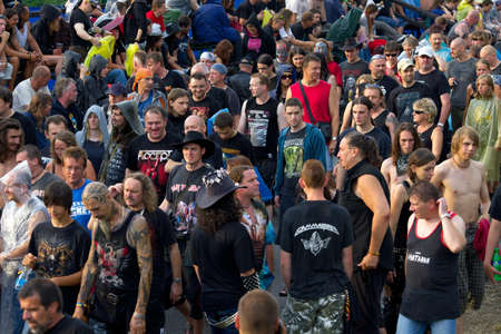 14th JULY - VIZOVICE:  Crowd at the Masters of Rock festival on 14th July, 2011, Vizovice, Czech Republic.のeditorial素材