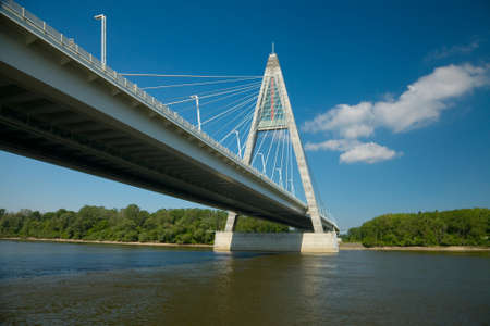 Highway bridge over a riverの写真素材
