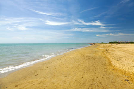 Sandy beach in sunny weatherの写真素材